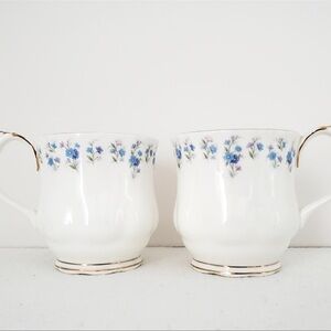 Pair of Royal Albert Memory Lane mugs | Made in England | Blue Forget-Me-Nots
